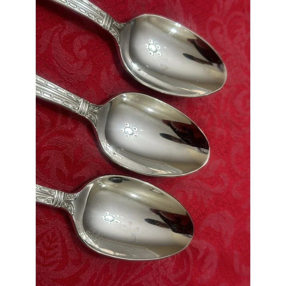 Set of 3 Hampton Silversmiths NOBILITY Stainless Flatware Oval Soup Spoons 8
